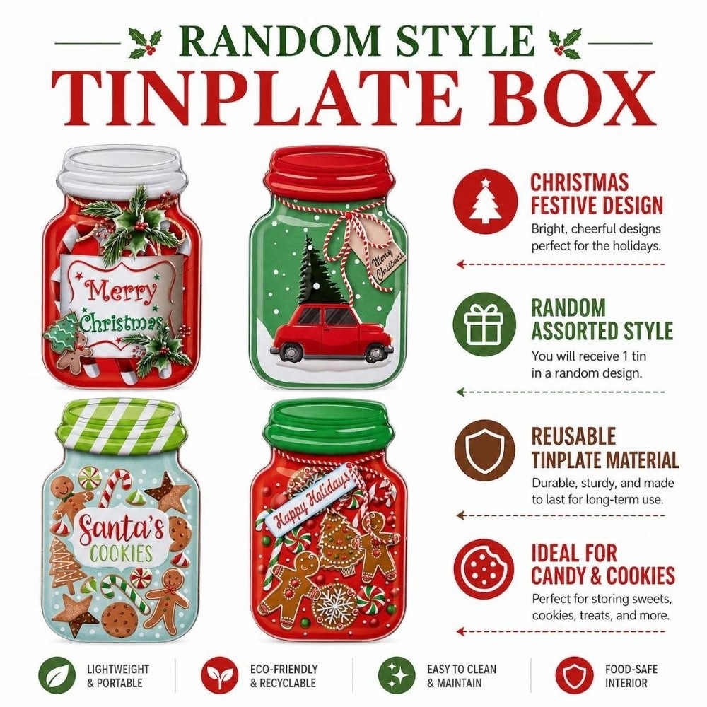 Metal Christmas Tin Box with L - Tin Container Lid review and price